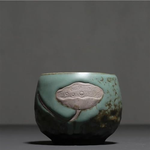 CPDDNGZMKK Teetassen-Sets Retro Steinzeug Lotus Relief Keramik Latte Kaffeetasse Teeschale Teetasse Kung Fu Tee Set Trinkgeschirr Master Cup Reise-Teeset(C) von CPDDNGZMKK