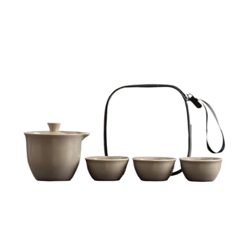 CPDDNGZMKK Teetassen-Sets Topf Mit DREI Tassen Anzug Ice Crack Glaze Beauty Home Tee-Ei Celadon Kiln Tee-Set Outdoor Tragbares Reise-Teegeschirr Reise-Teeset(Type-C) von CPDDNGZMKK