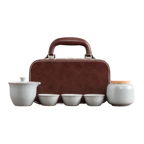 CPDDNGZMKK Teetassen-Sets Topf Mit DREI Tassen Anzug Ice Crack Glaze Beauty Home Tee-Ei Celadon Kiln Tee-Set Outdoor Tragbares Reise-Teegeschirr Reise-Teeset(Type-E) von CPDDNGZMKK