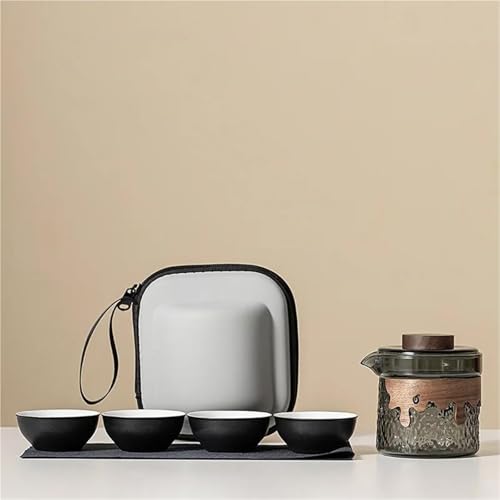 CPDDNGZMKK Teetassen-Sets Tragbare Outdoor Camping Teekanne Und Tee Tasse Tasche Teegeschirr Sets Haushalt Herstellung Werkzeug Reise Tee-Set Kit 1 4 Tassen Reise-Teeset(Type-C) von CPDDNGZMKK