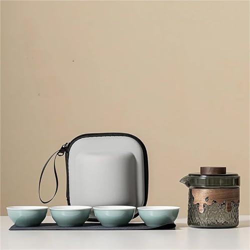 CPDDNGZMKK Teetassen-Sets Tragbare Outdoor Camping Teekanne Und Tee Tasse Tasche Teegeschirr Sets Haushalt Herstellung Werkzeug Reise Tee-Set Kit 1 4 Tassen Reise-Teeset(Type-H) von CPDDNGZMKK