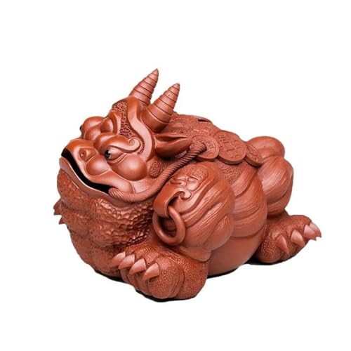 CPDDNGZMKK Teetassen-Sets Yixing Lila Ton Tee Haustier Skulptur Handwerk Tee-Set Dekoration Sammlung Handgemachte Glückliche Goldene Kröte Statue Reise-Teeset von CPDDNGZMKK
