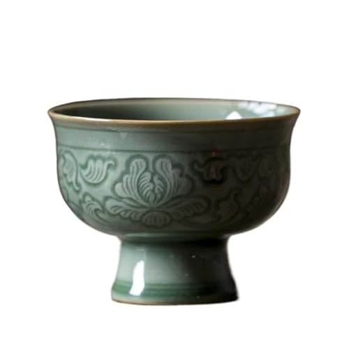 Teetassen-Sets Teegeschirr-Schüssel Für Die Teezeremonie Hohe Füße Grüne Kaffeetassen Celadon-Blumen Teetasse Keramiktassen Chinesisches Kung-Fu-Teetassen-Set Reise-Teeset von CPDDNGZMKK