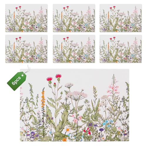 Platzsets Abwaschbar, 6er-Set Platzsets, 30 * 45cm Tischsets aus Leinen, Placemat mit Blumen und Pflanzenmuster, Tischsets Abwaschbar für Esszimmer & Küche, Tischdekoration Platzsets Abwaschbar, 6er-Set Platzsets, 30 * 45cm Tischsets aus Leinen, Placemat mit Blumen und Pflanzenmuster, Tischsets Abwaschbar für Esszimmer & Küche, Tischdekoration von CPENG