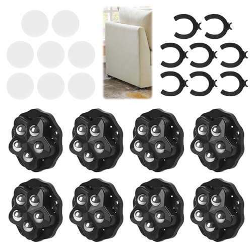 Stück Schwerlast Möbelrollen selbstklebend [200 kg pro Rolle] 360° Grad flache Rollen für Aufbewahrungsbox, Möbel, Mülleimer, Kleingeräte - inkl. Klebepad (Schwarz, 8) von CPENG