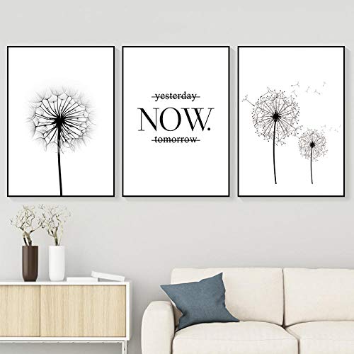 CPGG Bilder für die Wanddekoration Yesterday Now Tomorrow Motivations-Zitat-Poster, Wand-Kunstdruck, Minimalistischisch, schwarz-weiß, Löwenzahn-Drucke, Bilddekoration, Poster 40x60cmx3 ungerahmt CPGG Bilder für die Wanddekoration Yesterday Now Tomorrow Motivations-Zitat-Poster, Wand-Kunstdruck, Minimalistischisch, schwarz-weiß, Löwenzahn-Drucke, Bilddekoration, Poster 40x60cmx3 ungerahmt von CPGG