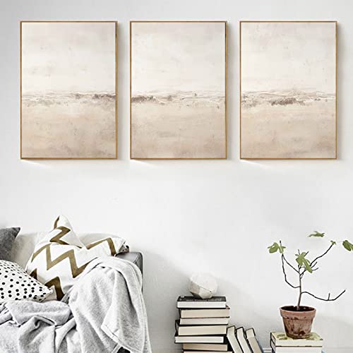 CPGG Leinwand-Wandkunst-Set mit 3 beige und grauen Postern und Drucken Aquarell-Leinwandbilder abstrakte moderne minimalistische Wandkunstbilder für Wohnzimmerdekoration-50x70cm Ungerahmt von CPGG