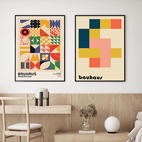 CPGG Wandbilder 2Er Set Abstrakte Geometrie Bauhaus Kunstwerke Bunte Poster Leinwand Malerei Wand Kunstdruck Bilder für Wohnzimmer Inneneinrichtung Wohnkultur-60x80cm Ungerahmt von CPGG