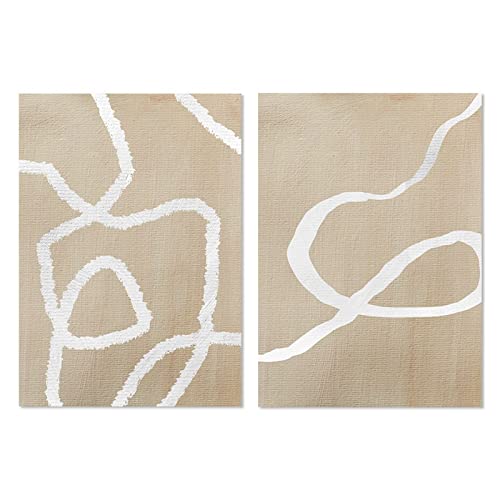 CPGG Wandbilder 2Er Set Abstrakte Linie Beige Weiß Boho Poster Wandkunst Leinwand Malerei Drucke Bilder Moderne Wohnzimmer Inneneinrichtung Heimdekoration-60x80cm Ungerahmt von CPGG