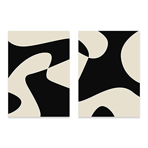 CPGG Wandbilder Set mit 2 Modernen Abstrakten Geometrischen Schwarz Beige Mid Century Poster Leinwand Malerei Wand Kunstdruck Bild Wohnzimmer Inneneinrichtung Wohnkultur-30x40cm Ungerahmt von CPGG