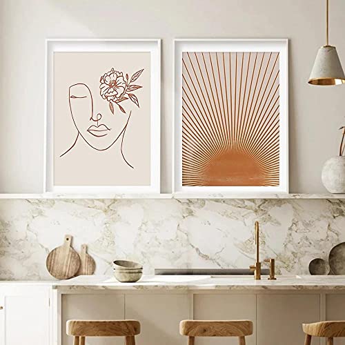 CPGG Wandbilder für Schlafzimmer Trendy Abstract Bohemia Rainbow Terracotta Poster Leinwand Malerei Wandkunst Bilder Wohnzimmer Interior Wohnkultur 50x70cmx2 ungerahmt von CPGG