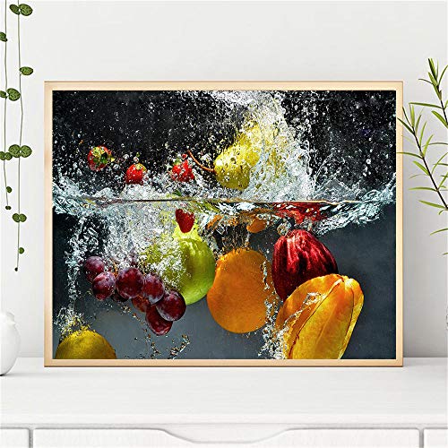 Kunstdruck-Wandbilder, Modernes frisches Obst und Gemüse im Wasser große Wandposter für Zuhause Küche Dekoration Wohnzimmer Leinwand Gemälde Poster 50x70cm ungerahmt von CPGG