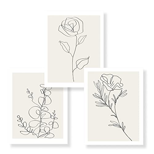 Set Mit 3 Botanical Line Beige Boho Plant Minimalist Posters Neutral Wandkunst Canvas Painting Prints Pictures Living Room Bedroom Interior Decor-50 * 70Cm (Ungerahmt) von CPGG