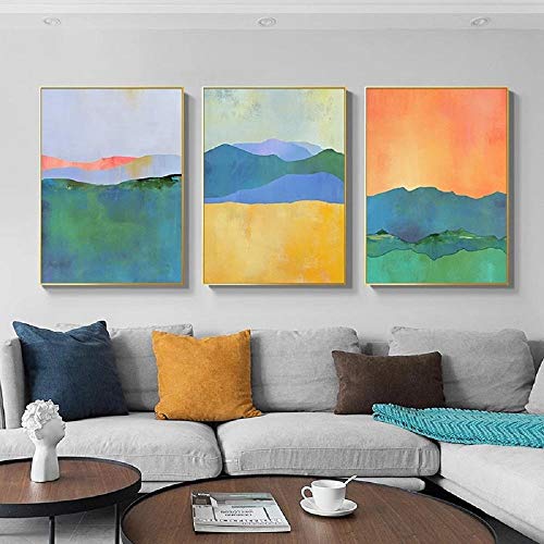 Wandbild Leinwand, Moderne Abstrakte Farbe Berg Poster Grün Gelb Orange Nordic Wandkunst Bilder Druck Leinwand Gemälde Wohnzimmer Dekoration 40x50cmx3 Ungerahmt Wandbild Leinwand, Moderne Abstrakte Farbe Berg Poster Grün Gelb Orange Nordic Wandkunst Bilder Druck Leinwand Gemälde Wohnzimmer Dekoration 40x50cmx3 Ungerahmt von CPGG