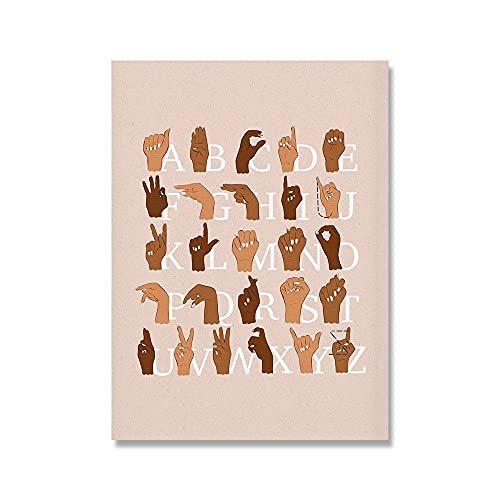CPGG Wanddekoration Gebärdensprache Poster Drucke Gebärdensprache Alphabet Leinwand Gemälde Wandkunst Bild Abc Kinderzimmer Kinderzimmer Wohnkultur 40x60cm Ungerahmt CPGG Wanddekoration Gebärdensprache Poster Drucke Gebärdensprache Alphabet Leinwand Gemälde Wandkunst Bild Abc Kinderzimmer Kinderzimmer Wohnkultur 40x60cm Ungerahmt von CPGG