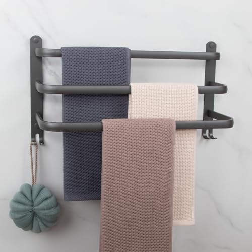 Handtuchhalter Ohne Bohren Matt schwarz Schrauben oder Selbstklebende Weise, Stilvoller Handtuchhalter für Küche, Gästebad, Duschtür, Waschtisches, Waschbecken, Badezimmer (3 Stöckig, 50CM) von CPOOTCP