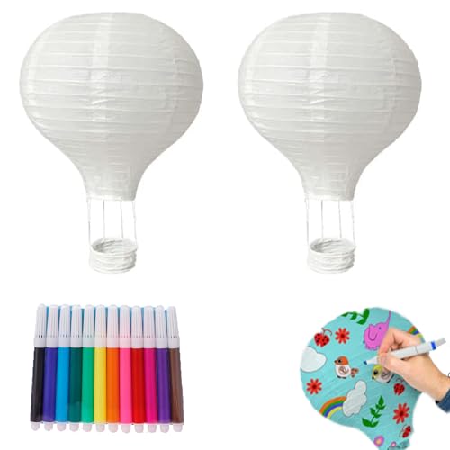 2 Stück Deko Heißluftballon, Lampions Weiße Für Hochzeit Und Party, 30cm Papierlaternen Mit 12 Farbigen Wasserfarben, Ideale Dekoration Für Festliche Anlässe Und DIY Projekte 2 Stück Deko Heißluftballon, Lampions Weiße Für Hochzeit Und Party, 30cm Papierlaternen Mit 12 Farbigen Wasserfarben, Ideale Dekoration Für Festliche Anlässe Und DIY Projekte von CPRNQY