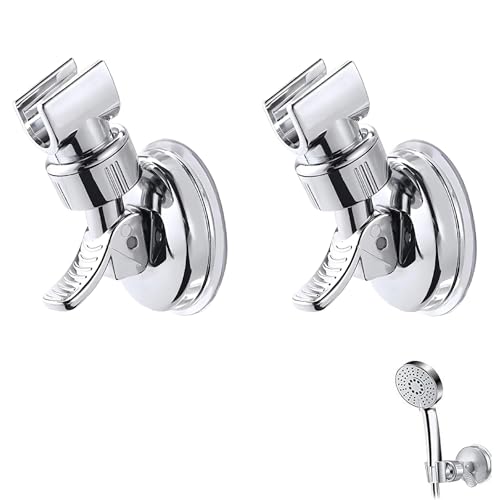 2 Stück Duschkopfhalterung Saugnapf, 360° Drehbar Super Power Wasserdicht Verstellbarer Duschkopf Halterung, für Handbrause, Abnehmbarer Handbrause Halterung Und an Der Wand Montierte Saughalterung von CPRNQY