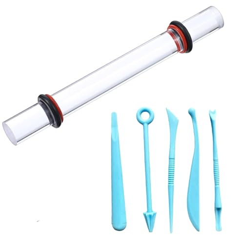 6 Stück Polymer Clay Zubehör, Polymer Clay Tools, Massiver Acryl Ton Roller Antihaftbeschichtung DIY-Rollwerkzeug Zum Modellieren und Formen Von Ton (1 Massive Stange, 5 Ton Skulptur Werkzeuge) von CPRNQY