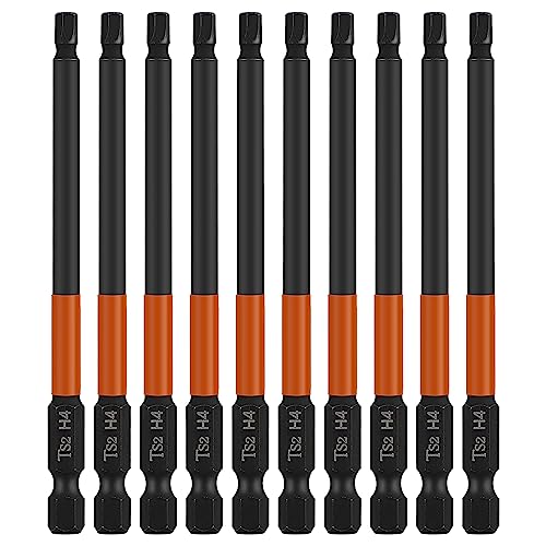 CPROSP 10 stk. Magnetische Schraubendreher Bit 1/4'', Inbus Bit Lang 100mm, S2 Sechskantschaft H4, Inbusschlüssel von CPROSP