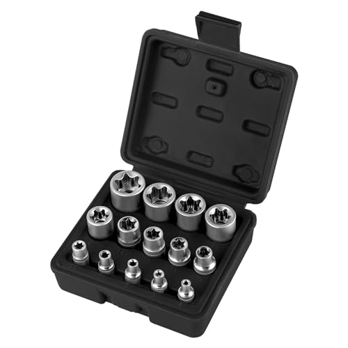 CPROSP 14-tlg Außen Torx Steckschlüssel Set 1/2'', 1/4'', 3/8'', Torx E Nüsse E4, E5, E6, E7, E8, E10, E11, E12, E14, E16, E18, E20, E22, E24 mit Schwarz Bewahrungsbox CPROSP 14-tlg Außen Torx Steckschlüssel Set 1/2'', 1/4'', 3/8'', Torx E Nüsse E4, E5, E6, E7, E8, E10, E11, E12, E14, E16, E18, E20, E22, E24 mit Schwarz Bewahrungsbox von CPROSP