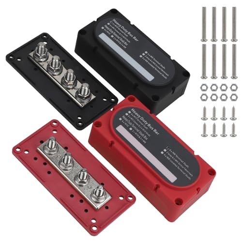 CPROSP 2er 300A Sammelschienenkasten, Busbar M8 300a, Stromverteilungsblock mit 4 x M8 Bolzen Terminal und Deckel Rot&Schwarz CPROSP 2er 300A Sammelschienenkasten, Busbar M8 300a, Stromverteilungsblock mit 4 x M8 Bolzen Terminal und Deckel Rot&Schwarz von CPROSP