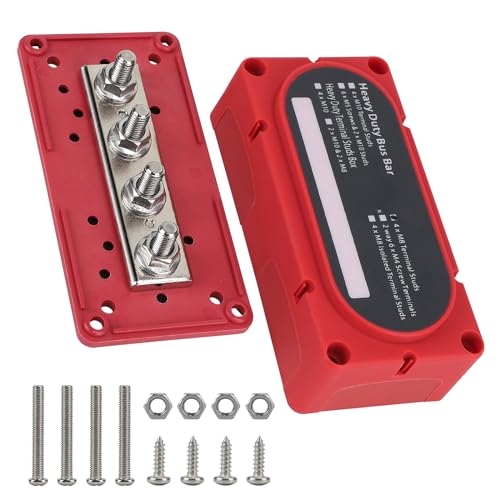 CPROSP 300A Sammelschienenkasten, Busbar M8 300a, Stromverteilungsblock mit 4 x M8 Bolzen Terminal und Deckel Rot CPROSP 300A Sammelschienenkasten, Busbar M8 300a, Stromverteilungsblock mit 4 x M8 Bolzen Terminal und Deckel Rot von CPROSP