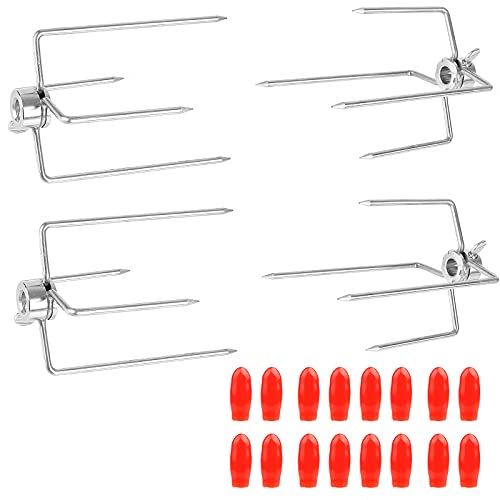 CPROSP 4 Fleischnadeln Edelstahl BBQ Fleischklammer mit Durchmesser 12mm mit Feststellschraube mit Rote Schutzhülle von CPROSP