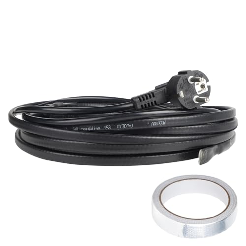 CPROSP 4m Heizkabel 250V 24W/m, Frostschutz Wasserleitung Heizband, Heizleitung mit Schutzkontaktstecker, Dachrinnenheizung Frost, eisfrei Heizleitung mit Thermostat für Wasserleitungen oder Pflanzen CPROSP 4m Heizkabel 250V 24W/m, Frostschutz Wasserleitung Heizband, Heizleitung mit Schutzkontaktstecker, Dachrinnenheizung Frost, eisfrei Heizleitung mit Thermostat für Wasserleitungen oder Pflanzen von CPROSP