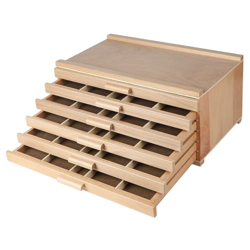 CPROSP 6 Schublade Holz Künstler Supply Aufbewahrungsbox mit Abnehmbaren Trennwänden, Holz Künstler Malkoffer Supply Storage Box 40 * 25 * 18cm für Pastellstifte, Bleistifte, Stifte, Marker, Pinsel CPROSP 6 Schublade Holz Künstler Supply Aufbewahrungsbox mit Abnehmbaren Trennwänden, Holz Künstler Malkoffer Supply Storage Box 40 * 25 * 18cm für Pastellstifte, Bleistifte, Stifte, Marker, Pinsel von CPROSP