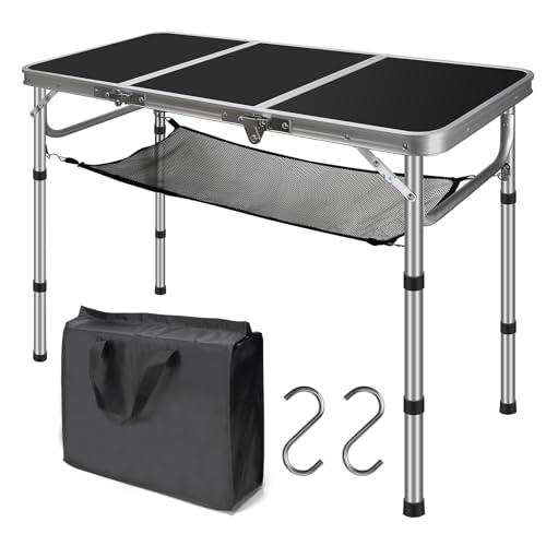 CPROSP Campingtisch Klappbar 90 * 40cm, Koffertisch Camping Faltbar, Camping Tisch, Markttisch Höhenverstellbar 26-81cm von CPROSP