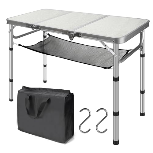 CPROSP Campingtisch Klappbar 90 * 40cm, Koffertisch Camping Faltbar, Camping Tisch, Markttisch Höhenverstellbar 26-81cm von CPROSP