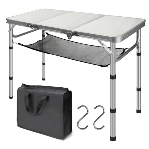 CPROSP Campingtisch Klappbar 90 * 40cm, Koffertisch Camping Faltbar, Camping Tisch, Markttisch Höhenverstellbar 26-70cm von CPROSP