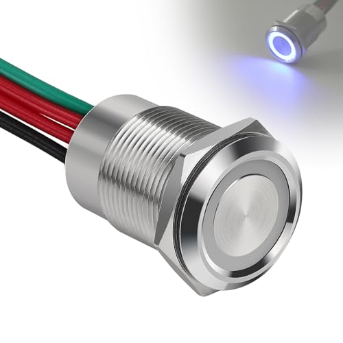 CPROSP DC 12V LED Dimmer PWM Dimmschalter - 4 Drähte, LED Dimmer Ein/Aus Stufenloses mit Speicherfunktion für Wohnmobil, Boot, LKW, Van für 19mm 3/4" Montageloch von CPROSP