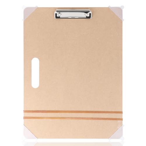CPROSP Drawing Board Wooden 43 * 32 cm, Wooden Sketch Board mit Dreieck Eckenschutz, Robustem Clip und Gummibändern, Tragbar klemmbrett zum Malen im Klassenzimmer und Atelier von CPROSP