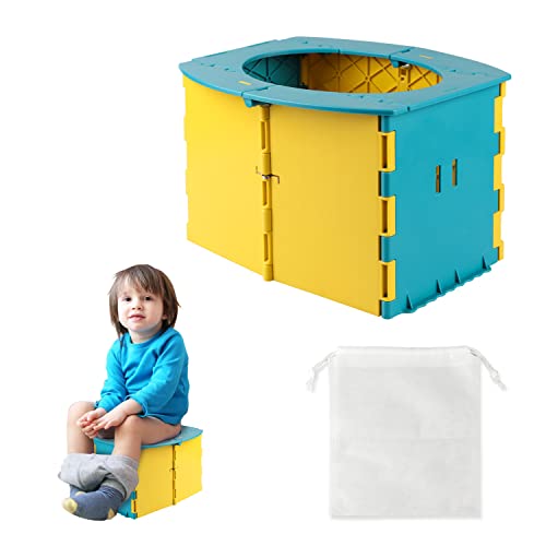 CPROSP Faltbar Toilettensitz Kinder Unterwegs, Mobiles Baby Töpfchen Tragbar, Baby WC Töpfchen für Kinder 12-36 Monate, Blau von CPROSP