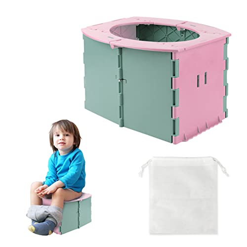 CPROSP Faltbar Toilettensitz Kinder Unterwegs, Mobiles Baby Töpfchen Tragbar, Baby WC Töpfchen für Kinder 12-36 Monate, Rosa von CPROSP