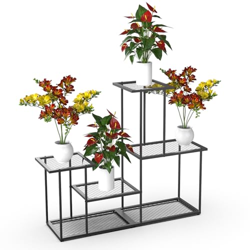 CPROSP Pflanzenständer aus Metall, Blumenständer Indoor, Blumenregal Modern, Blumenbank 4-Stufiger, Pflanzentreppe/Pflanzenregal für den Balkon von CPROSP