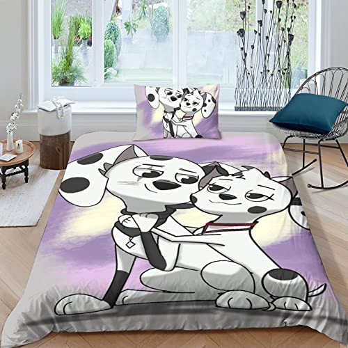 CPSUN 101 Dalmatiner Kinder Bettwäsche Print Mikrofaser Bettbezug Mit Kopfkissenbezug, Jungen Teens Bettwäsche Set Kinder Erwachsene, Weich Haltbar Atmungsaktive Single（135x200cm） von CPSUN