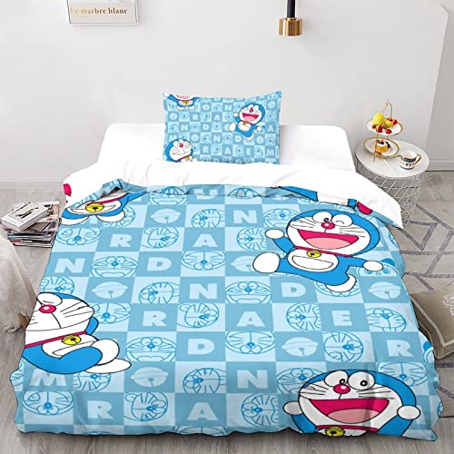 CPSUN Doraemon Bettwäsche,Erwachsene Kinder Bettbezug,3D Microfaser Bettwäsche Mit Kopfkissenbezüge,Bettbezug Für Schlafzimmer, Weiche Bequemer Single（135x200cm） von CPSUN