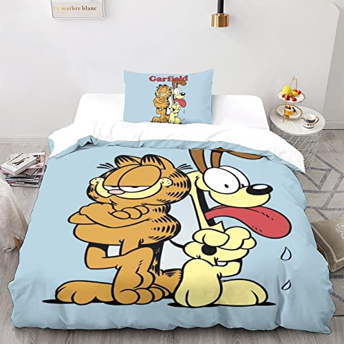 CPSUN GarfieldBettwäsche Set Bettbezug Set 3D Trösterbezug 2 Stücke Mikrofaser Für Kinder Teens Jungen Bedruckter Bettbezug Single（135x200cm） von CPSUN