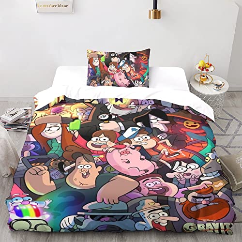 CPSUN Gravity Falls 3D Print Kinder Betten Set Bettwäsche Set,Microfaser Bettbezüge, Himmlische Qualität Bettbezug Mit Kissenbezug Teilig Single（135x200cm） von CPSUN