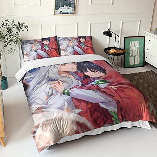 CPSUN Inuyasha.kgm Bettbezug-Set Bedrucktes Weiches Mikrofaser-Bettwäsche-Set Für Erwachsene Teenager Kinder 3 Stück Mit Reißverschluss Für Heimtextilien Double（200x200cm） von CPSUN