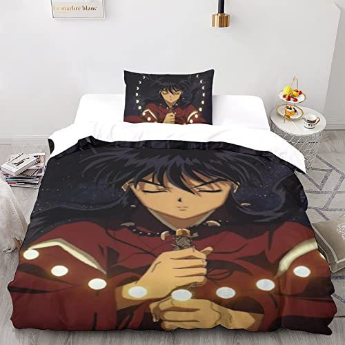 CPSUN Inuyasha.kgm Bettwäsche 3er Set Mit 3D Bettwäsche-Sets 3teilig Mikrofaser, Bettwäsche Kinder Mit Kissenbezug Für Erwachsene Teenager Kinder Single（135x200cm） von CPSUN