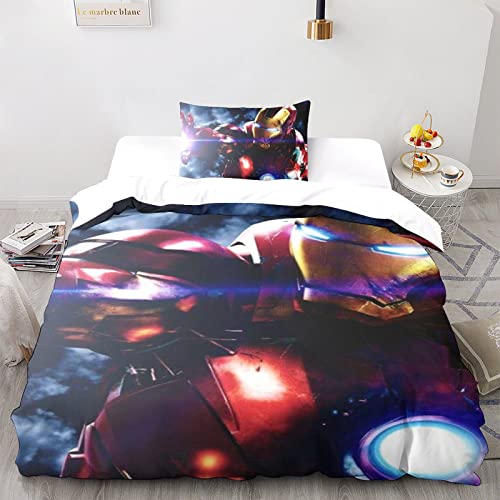 CPSUN Iron Man Bettwäsche,Erwachsene Kinder Bettbezug,3D Microfaser Bettwäsche Mit Kopfkissenbezüge,Bettbezug Für Schlafzimmer, Weiche Bequemer Single（135x200cm） von CPSUN