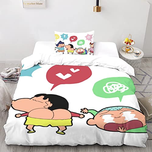 CPSUN Shin-chan. Kinder Bettwäsche 3D Print Betten Set Bettwäsche Set Microfaser Qualität Bettbezug Mit Kissenbezug 2 teilig Sets Single（135x200cm） von CPSUN