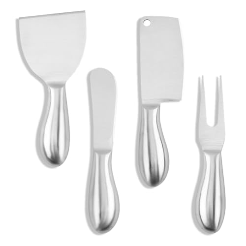 CPSYTE 4 Stück Käsespatel, Käsegabel, Käsespatel, Käseschneider mit Löchern, Buttermesser Klein Käsemesser aus Edelstahl Brotzeitmesser Set Kleine Brot Creme Messer und Butter Marmeladenmesser von CPSYTE