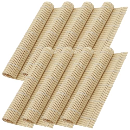 CPSYTE 8 pcs Bambusmatte für Sushi, Natürliche Bambusrolle für Maki Sushi, Algen-Antihaft-Klebereisbällchen-Bambusmatte, Anfänger Sushi-Bastelset, Japanisches Essen zum Selbermachen, 23 * 23cm von CPSYTE