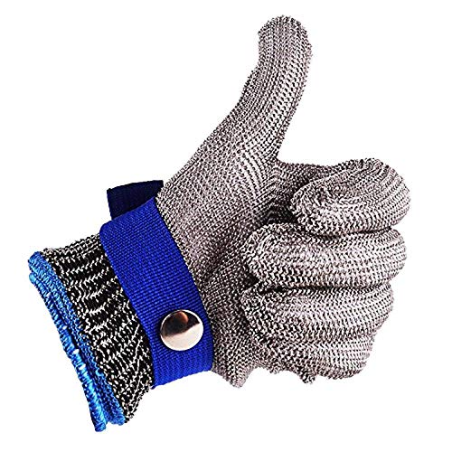 CPTDCL Schnittfeste Handschuhe,316L Mesh Cut Resistant Handschuhe aus Edelstahl Küchenmetzger Sicherheit Arbeitshandschuh Stufe 5 Schutz (L) von CPTDCL