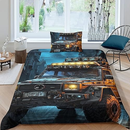 CPYANG Geländewagen Bettbezug Set Crazy Geländerad. Bettwäsche Set 3D Betten Set Mit Reißverschluss Sanft Mikrofaser Geeignet Für Männer Und Frauen Single（135x200cm） von CPYANG